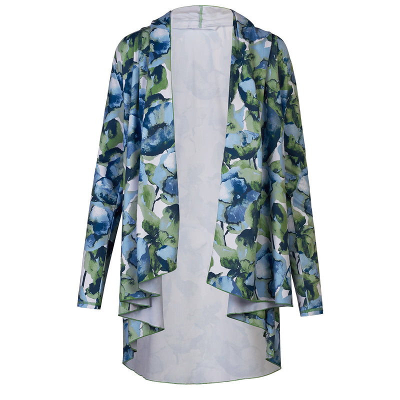 women's hooded beach cover up in sage watercolor|sage-watercolor
