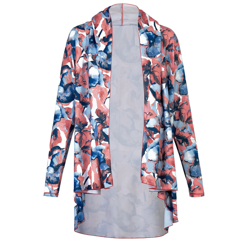 women's hooded beach cover up in canyon watercolor|canyon-watercolor