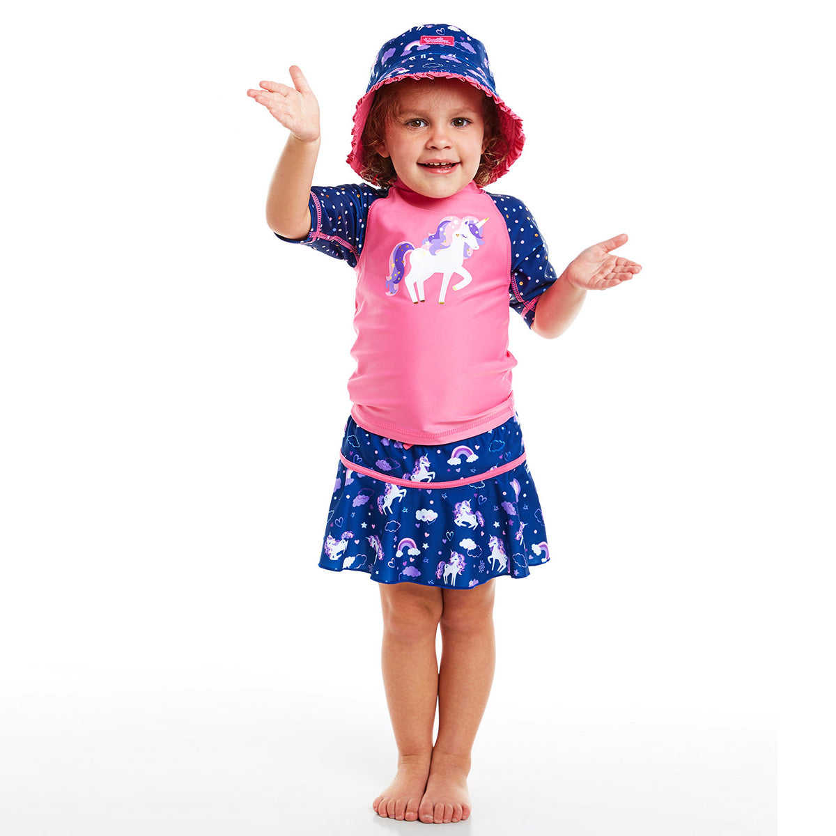 Girls' Summer Plaid Swimsuit Swim Trunks and Swim Cap Three-Piece Set