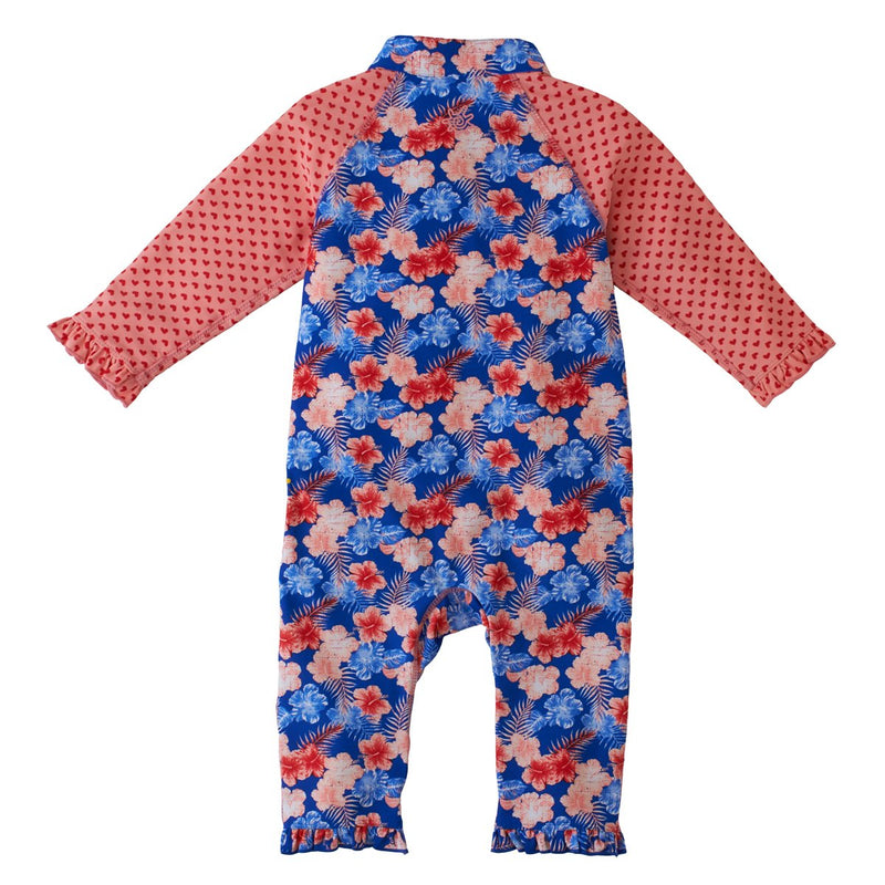 back of the baby girl's swimsuit in americana flowers|americana-flowers