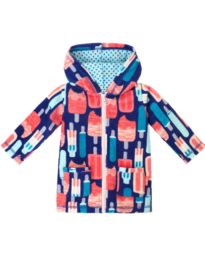 Baby Girl's Hooded Terry Beach Cover-Up in Popsicles|popsicles