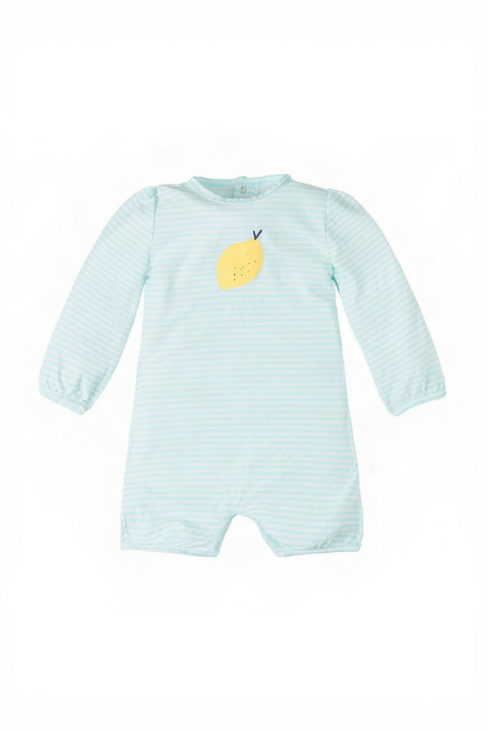 Baby girl's hoodied sunzie in beach glass stripe|beach-glass-stripe
