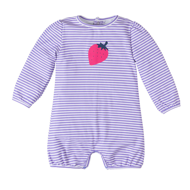 Baby girl's hoodied sunzie in lavendar stripe|lavender-stripe