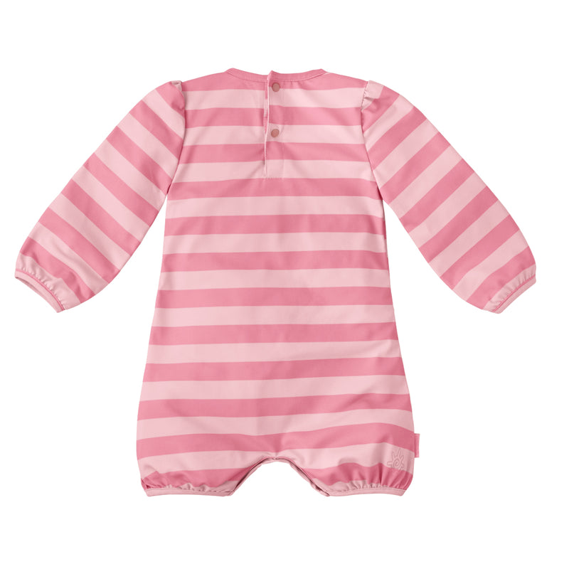 back of the baby girl's one-piece swimsuit in pink zebra stripe|pink-zebra-stripe