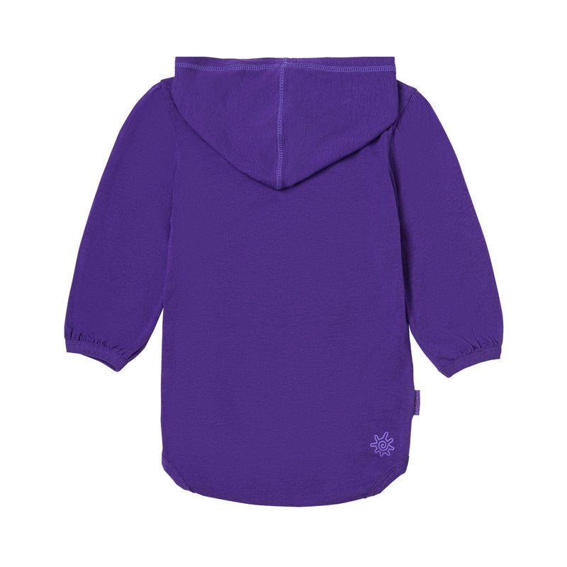 Back of the Baby Girl's Hooded Sunzie in Orchid|orchid