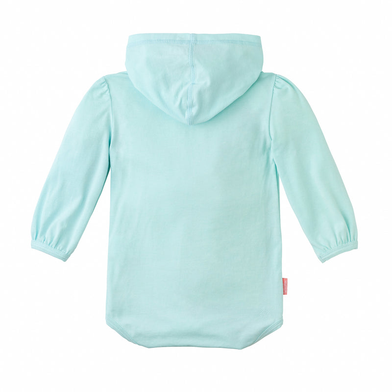 Back of the Baby Girl's Hooded Sunzie in Peek-A-Boo-Tiger|peek-a-boo-tiger
