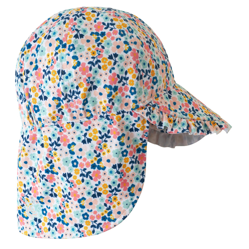 back of the baby girls swim flap hat in beach glass floral|beach-glass-floral