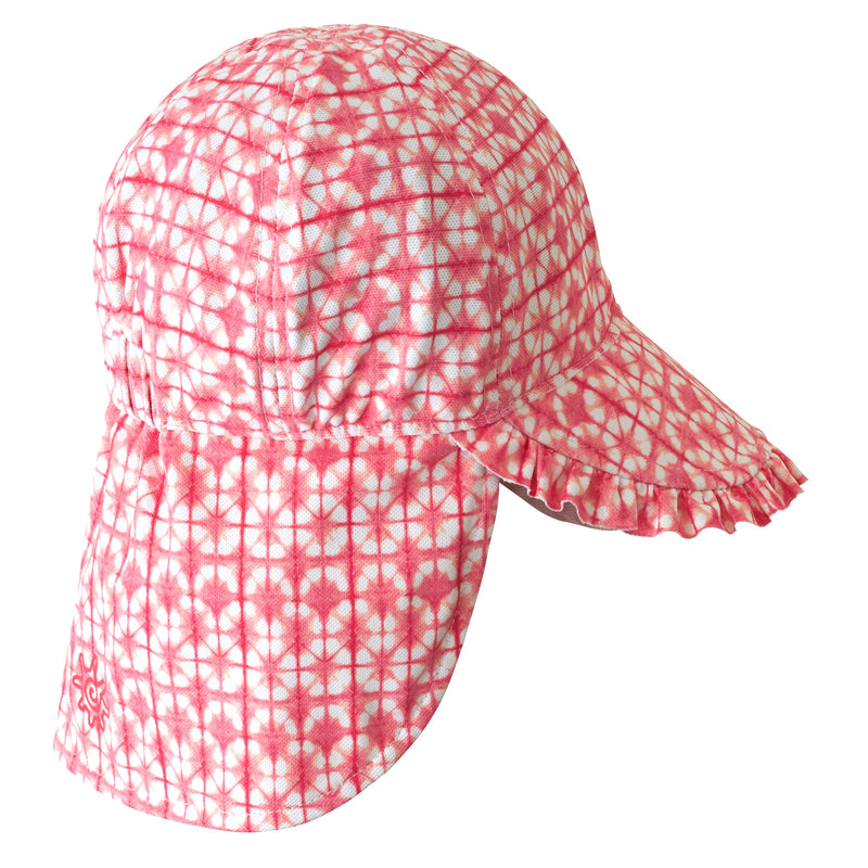 back of the baby girls swim flap hat in tie dyed pinks|tie-dyed-pinks