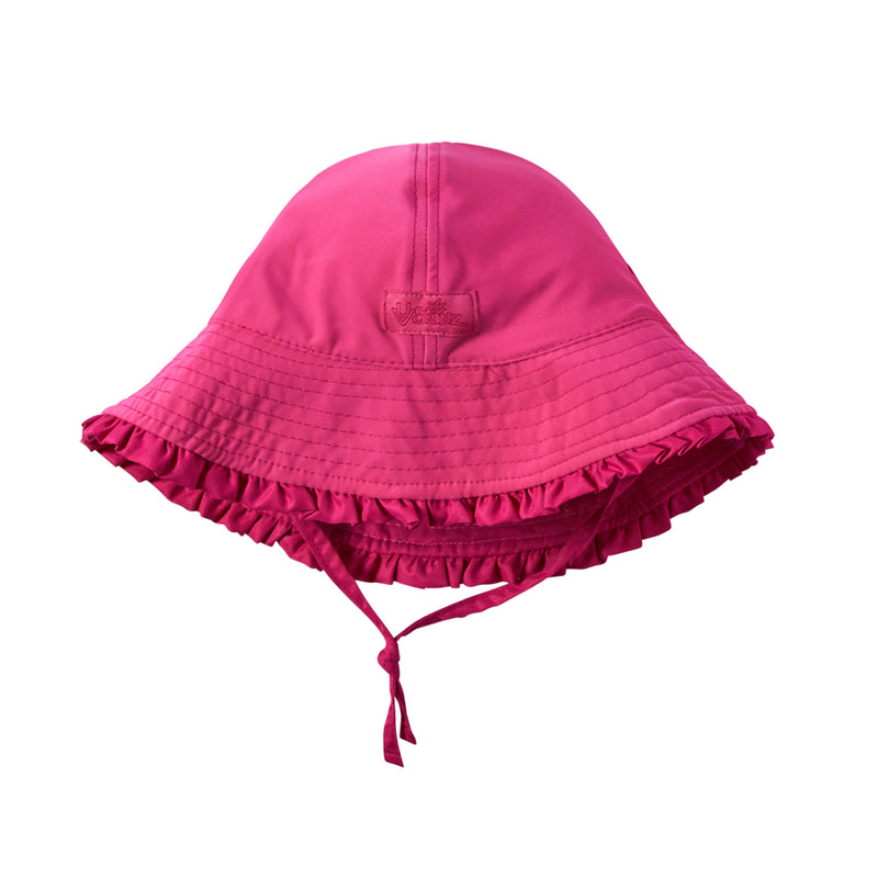 Baby girl's reversible sun hat in bubblegum hot pink|bubblegum-hot-pink