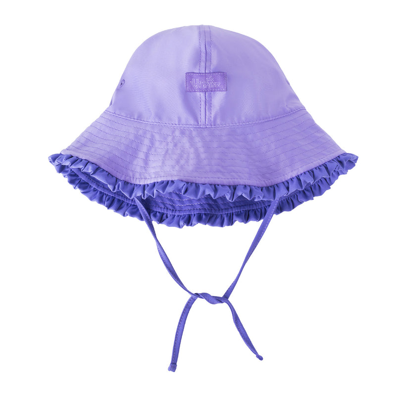 Reversed view of UV Skinz's baby girl's reversible sun hat in purple misty purple|purple-misty-purple