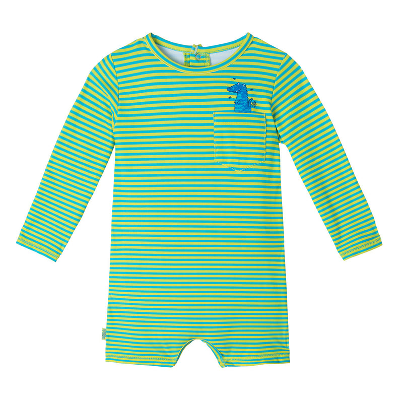 baby boy's UV onesie in lime punch gator|lime-punch-gator