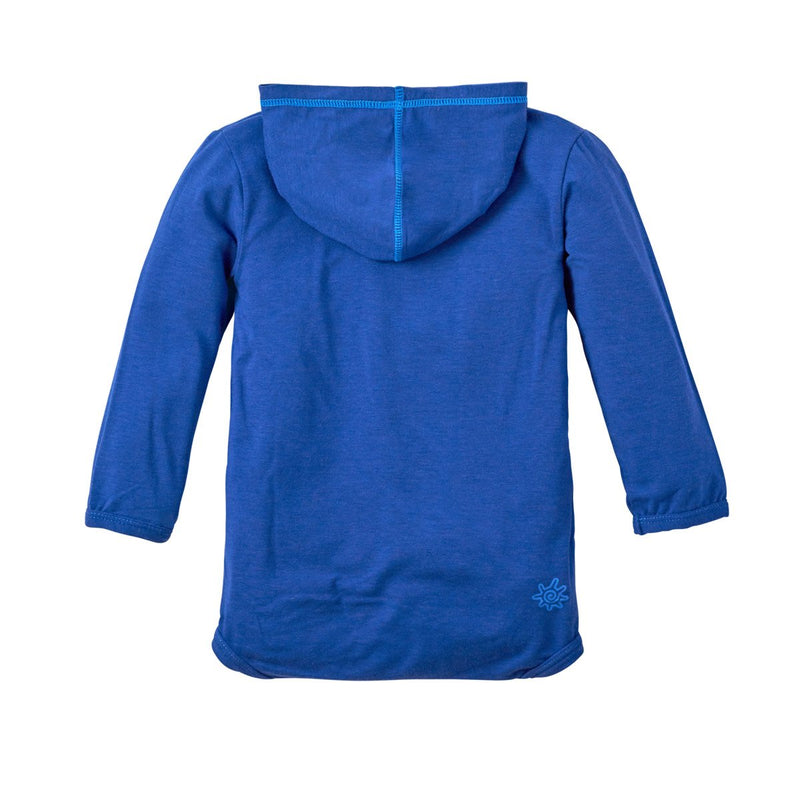 Back of the aby Boy's Hooded Sunzie in Navy Blue|navy-blue
