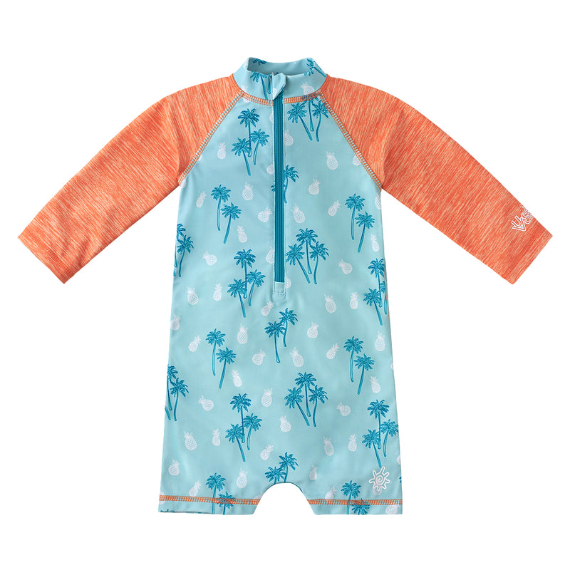 baby boy's long-sleeeve swimsuit in beach trees|beach-trees