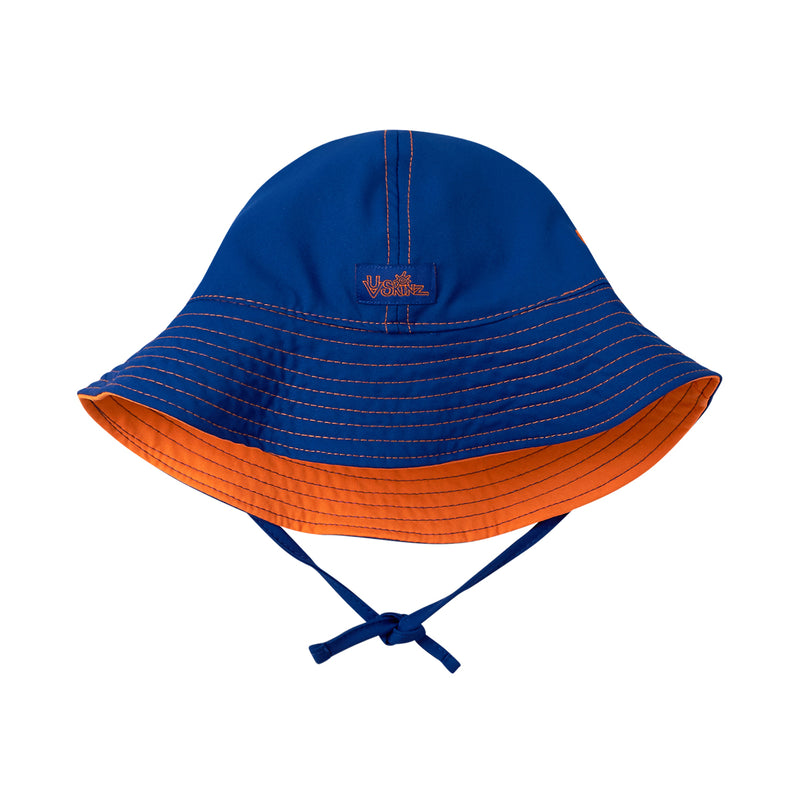 baby boy's sun hat in navy blue orange|navy-blue-orange