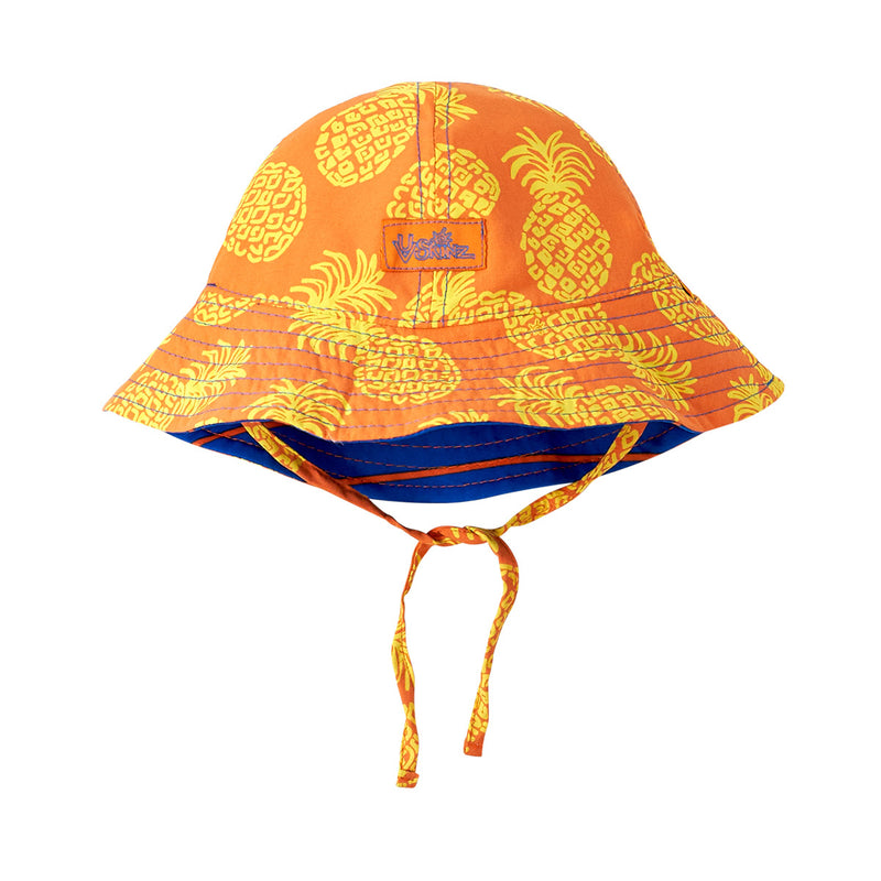 Baby Boy's Reversible Sun Hat in Orange Pineapple|orange-pineapple