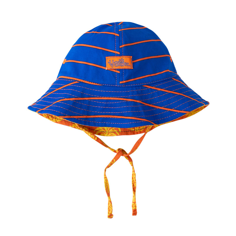 Baby Boy's Reversible Sun Hat in Orange Pineapple - Reverse View|orange-pineapple