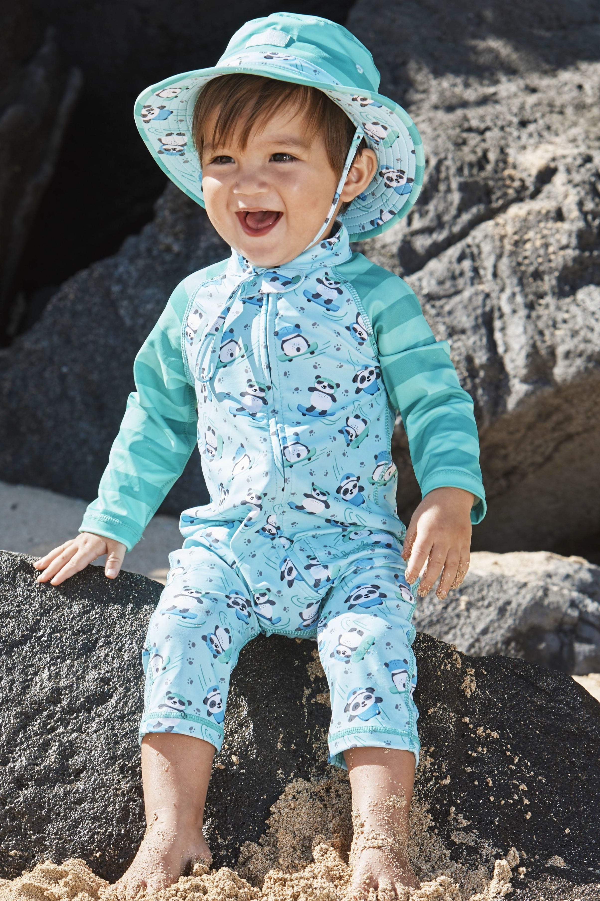 Baby boy's swim hat in playful panda|playful-panda