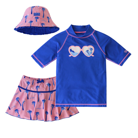 Girl's 3PC Sun & Swim Set with UPF 50+