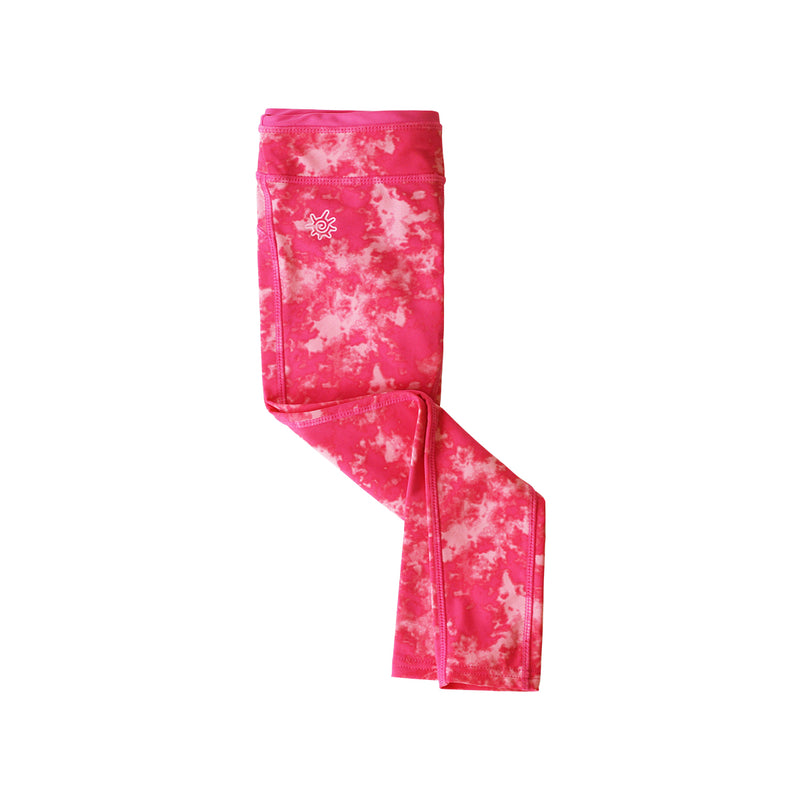 close up of the girls swim tights in bubblegum tie dye|bubblegum-tie-dye