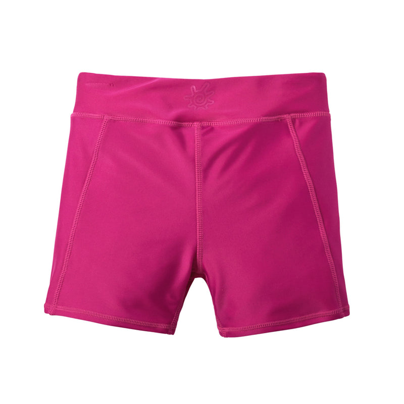 back of the girl's swim shorts in hot pink|hot-pink
