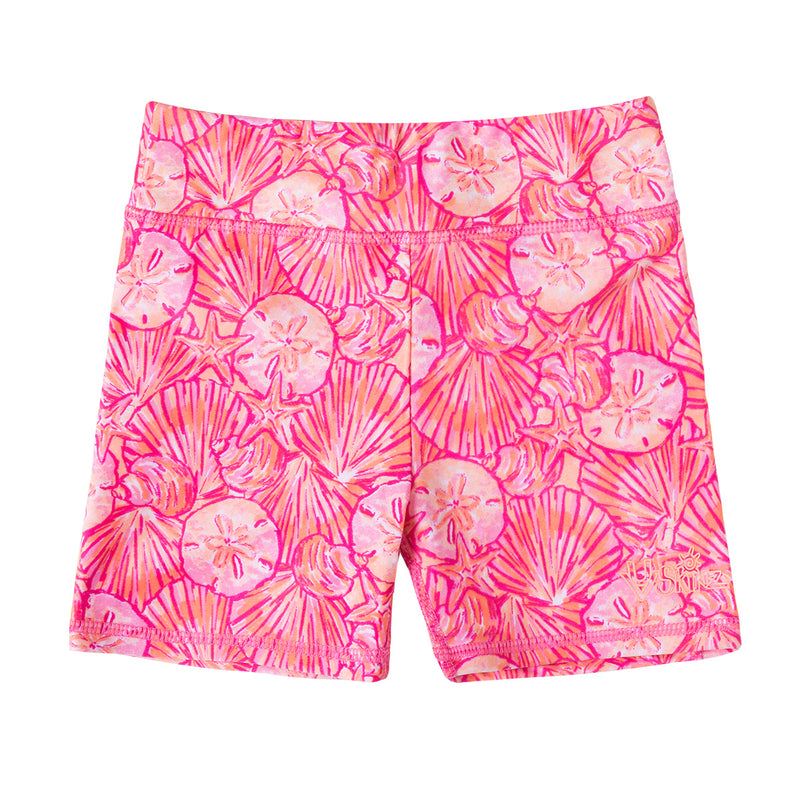 girl's swim shorts in bubblegum shells|bubblegum-shells