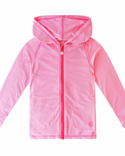 Girl's Zip-Up Hoodie in Light Pink|light-pink