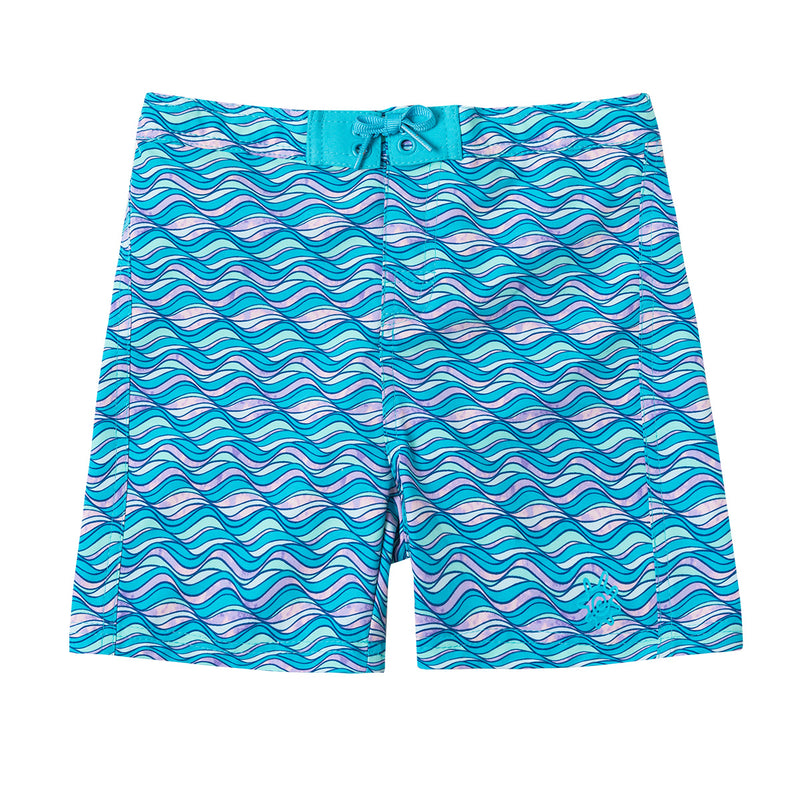 Girl's Board Shorts in Aqua Waves|aqua-waves