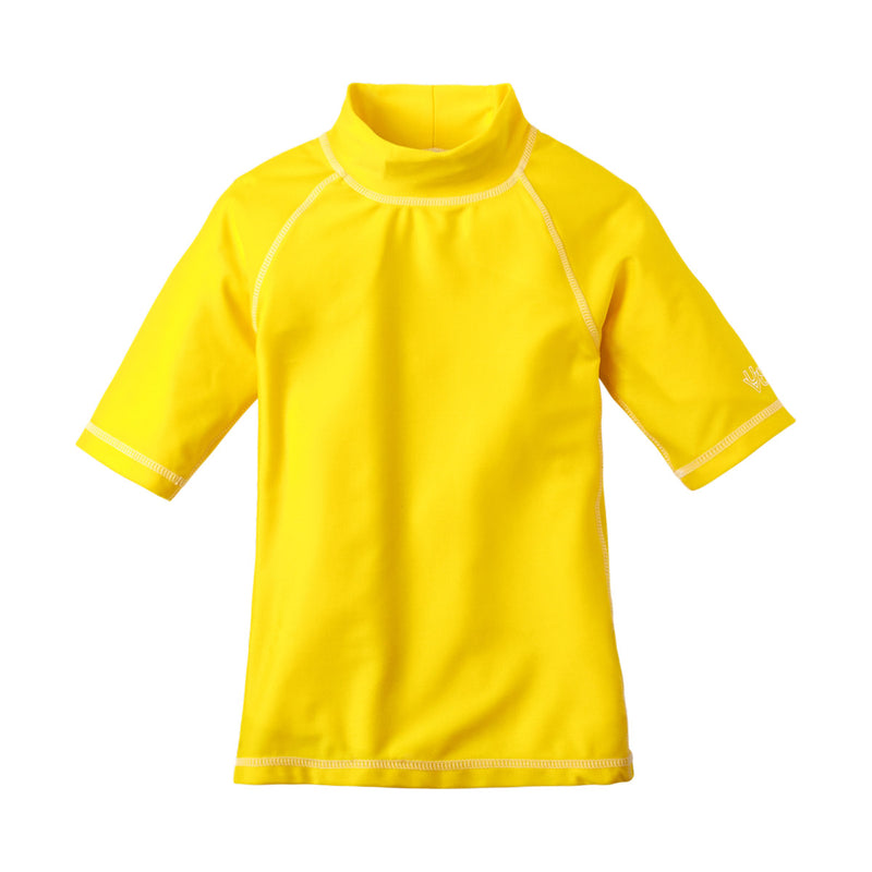 Kid's short sleeve swim shirt in cyber yellow|cyber-yellow