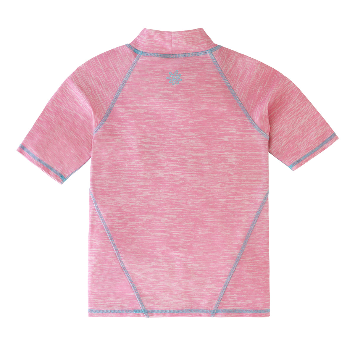 back of the girl's short sleeve sport sun and swim shirt in sea star jaspe|sea-star-jaspe