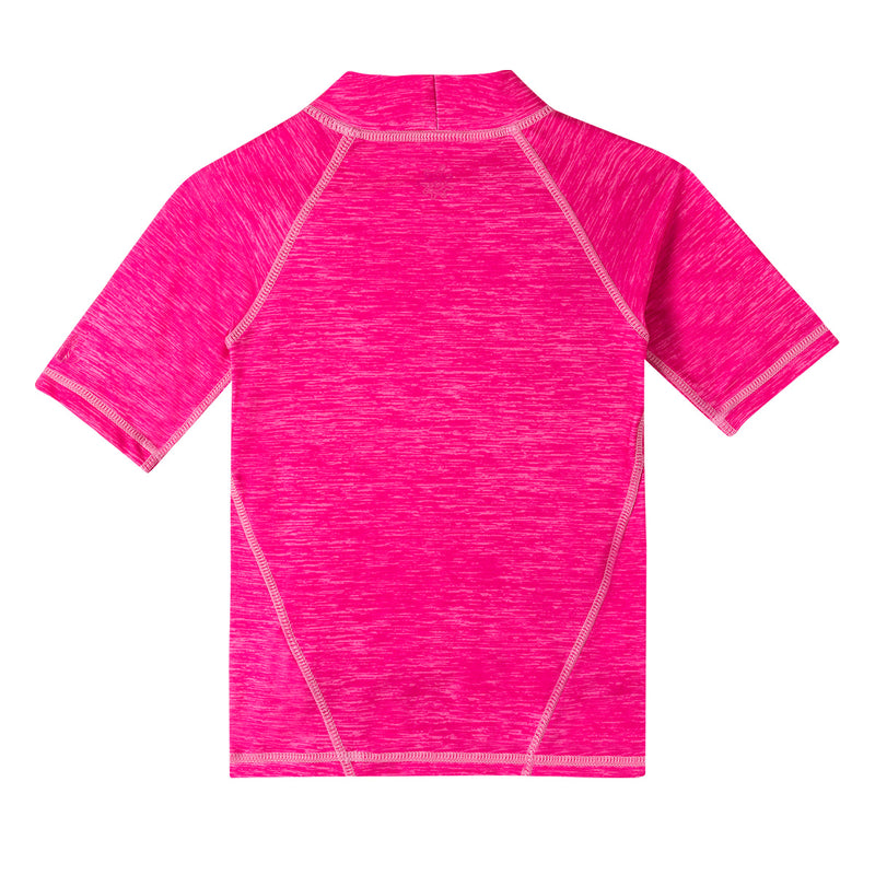 back of the girl's short sleeve sport sun and swim shirt in jaspe hot pink octopus|jaspe-hot-pink-octopus