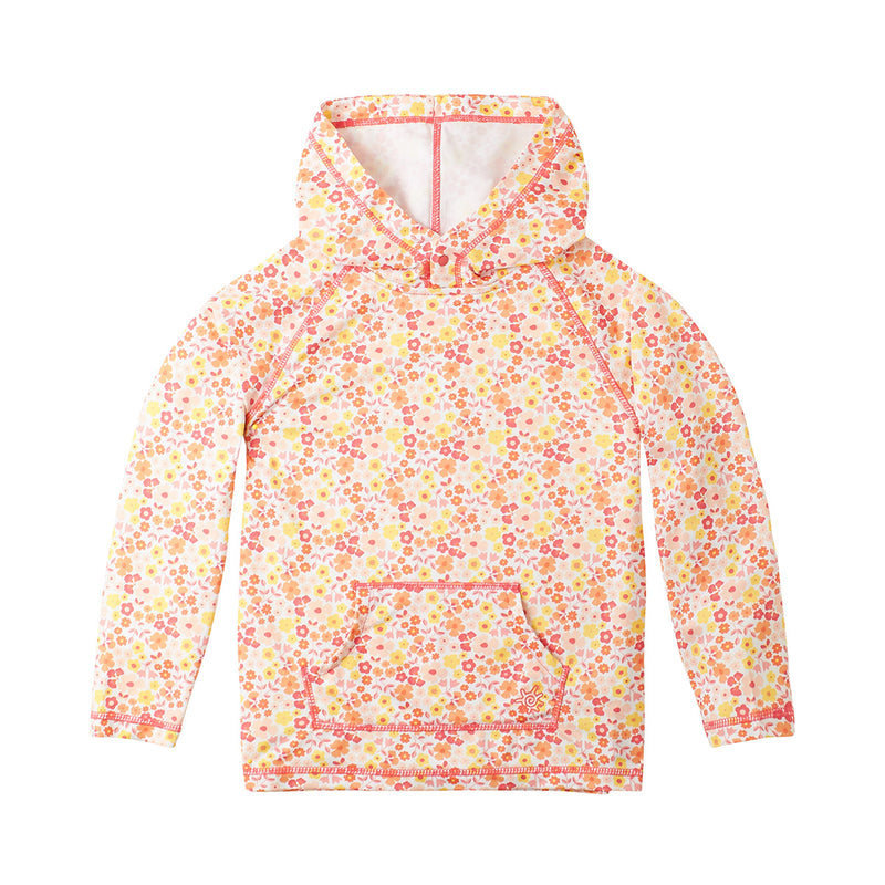 girl's UPF pullover hoodie in strawberry floral|strawberry-floral