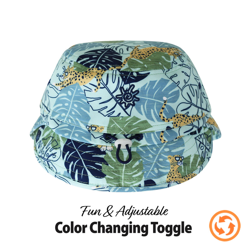 UV Skinz's kid's adjustable flap sun hat in cool cat|cool-cat