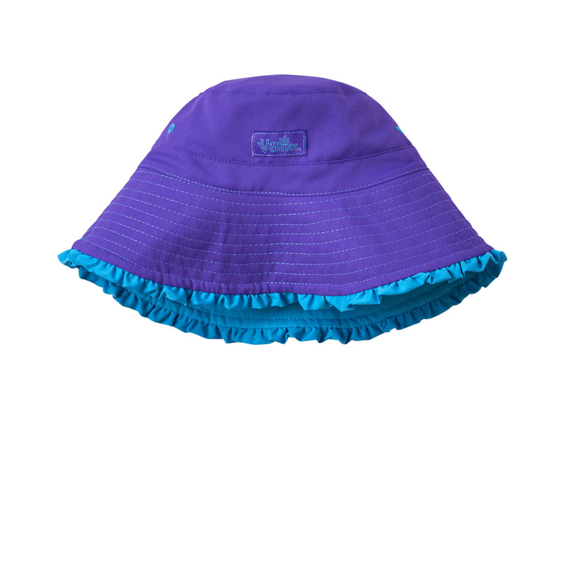 reversed view of the girls bucket hat in aqua purple|aqua-purple