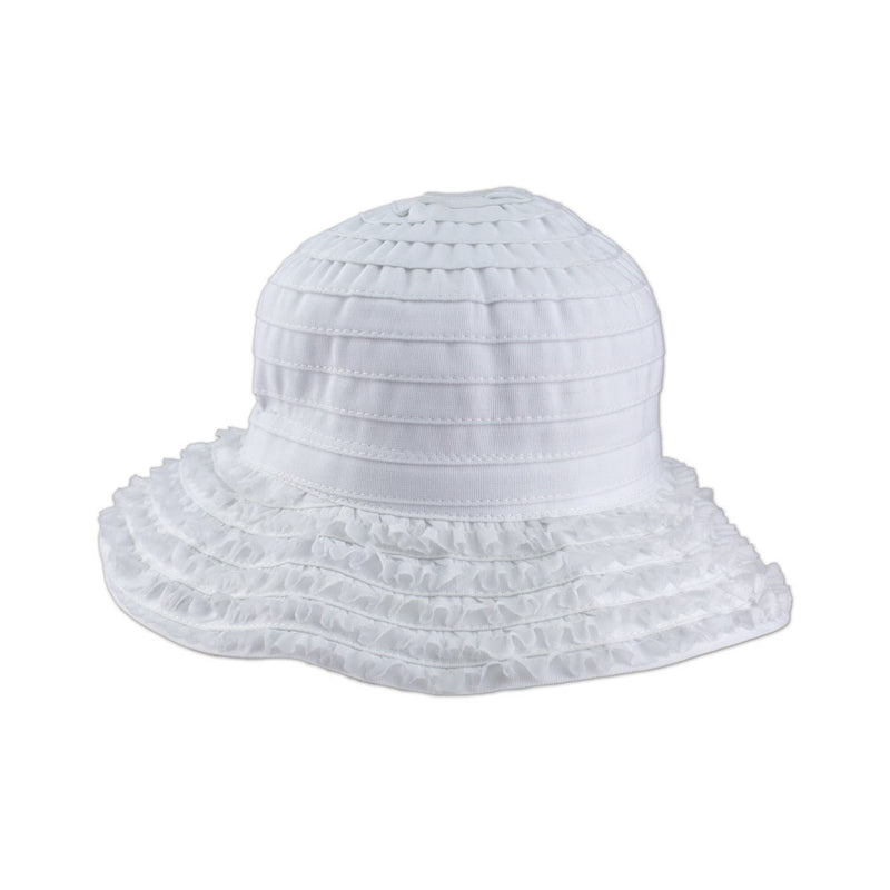 girl's ribbon hat in white|white
