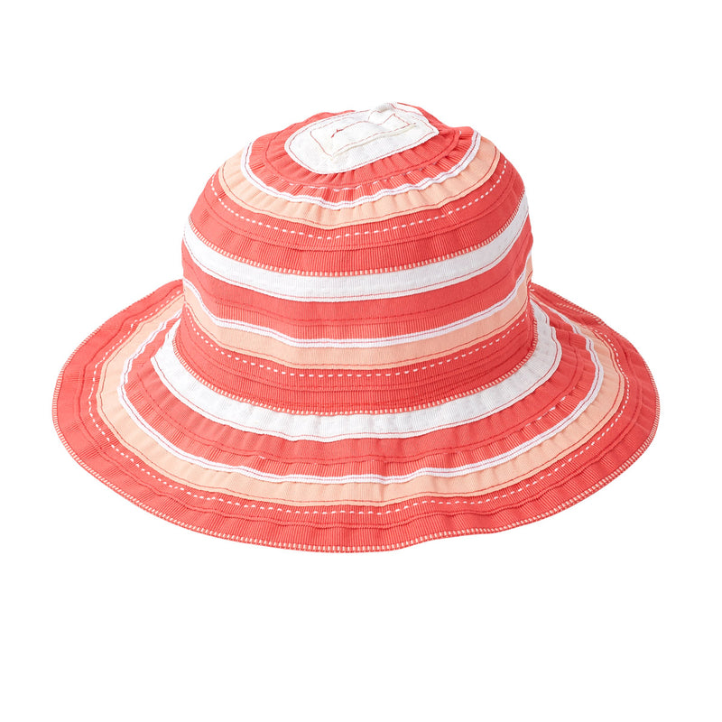 girl's rainbow ribbon bucket hat in papaya|papaya