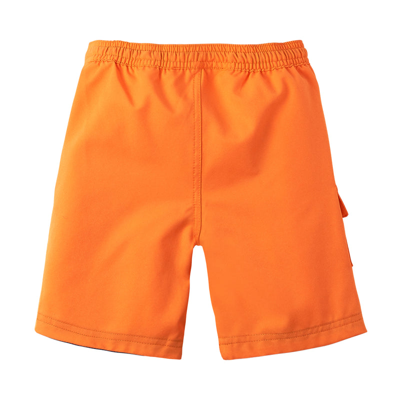 Back of the Boy's Classic Board Shorts in Orange|orange