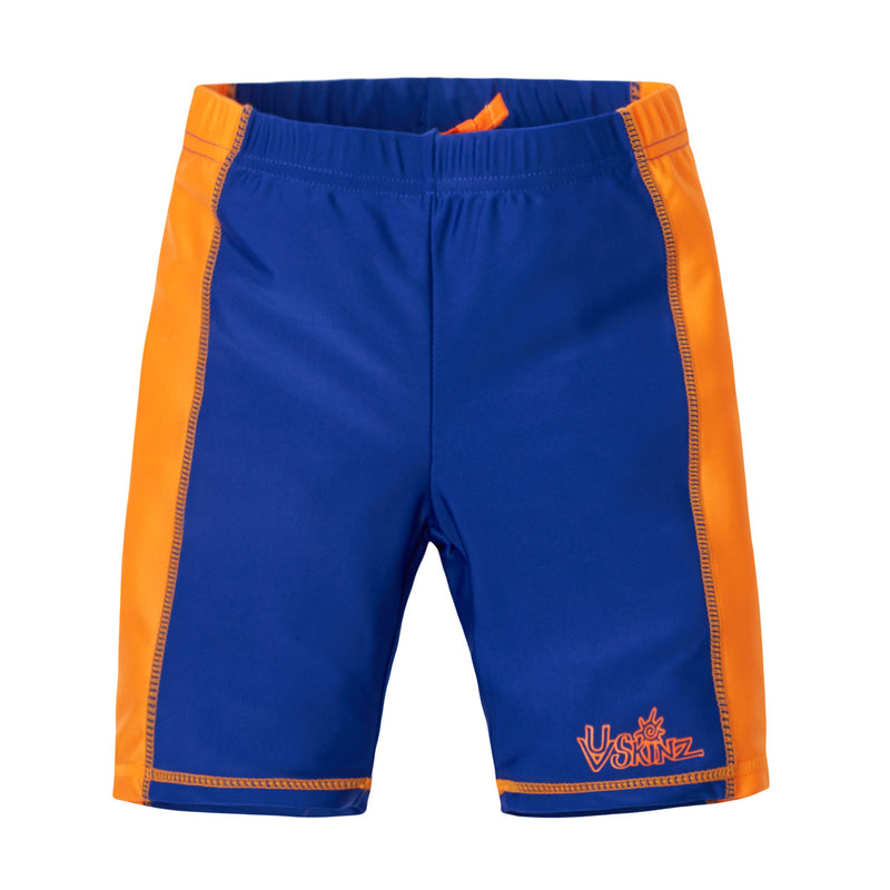 boy's swim shorts in navy orange|navy-orange