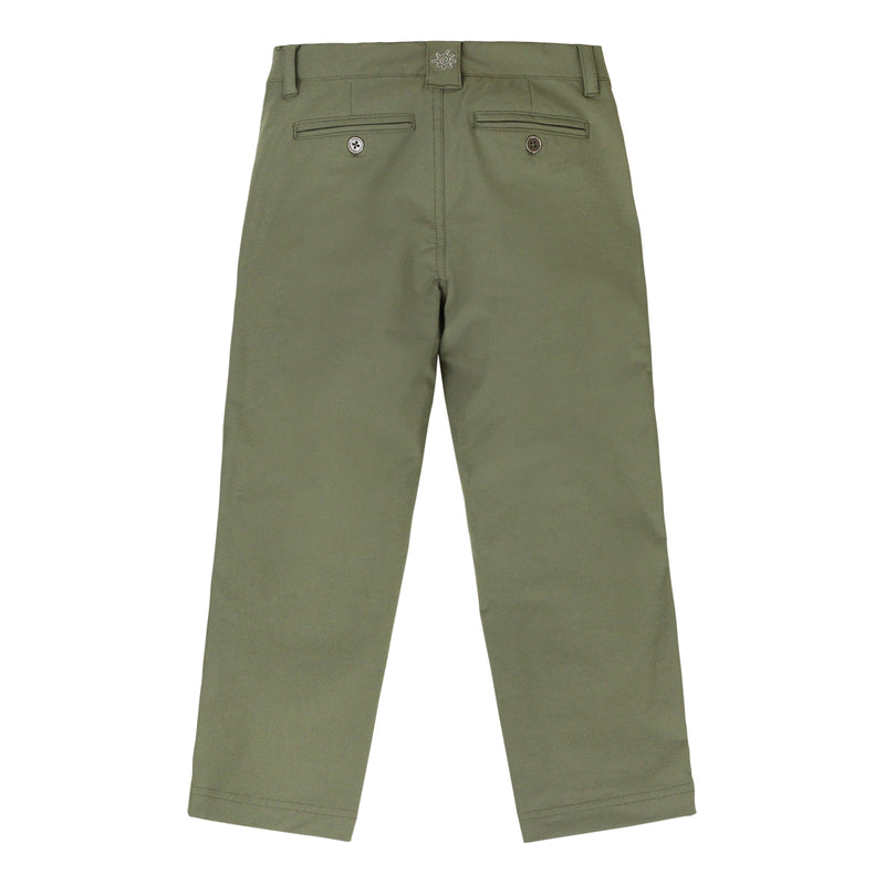 back of the boy's fairway pants in deep olive|deep-olive