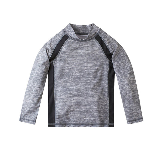 Boy's Long Sleeve Active Sun & Swim Shirt in Cool Grey Jaspe|cool-grey-jaspe
