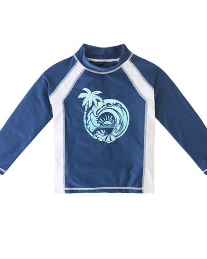 Boy's long sleeve active swim shirt in midnight ombre wave|midnight-ombre-wave