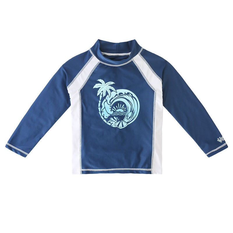 Boy's long sleeve active swim shirt in midnight ombre wave|midnight-ombre-wave