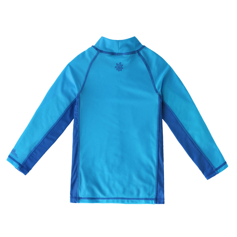 Back of Boy's Long Sleeve Adventure Sun & Swim Shirt in Tiny Octopus Den|tiny-octopus-den
