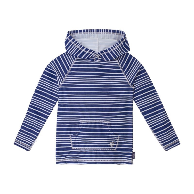 UV Skinz's Boy's UPF Pullover Hoodie in Washed Navy Stripe|washed-navy-stripe