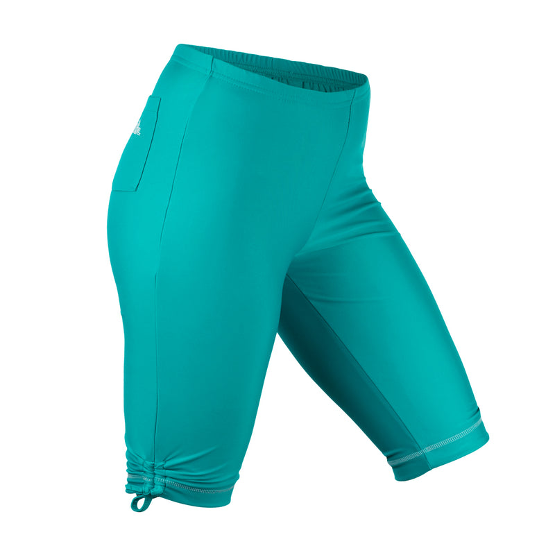 women's long swim shorts in teal|teal