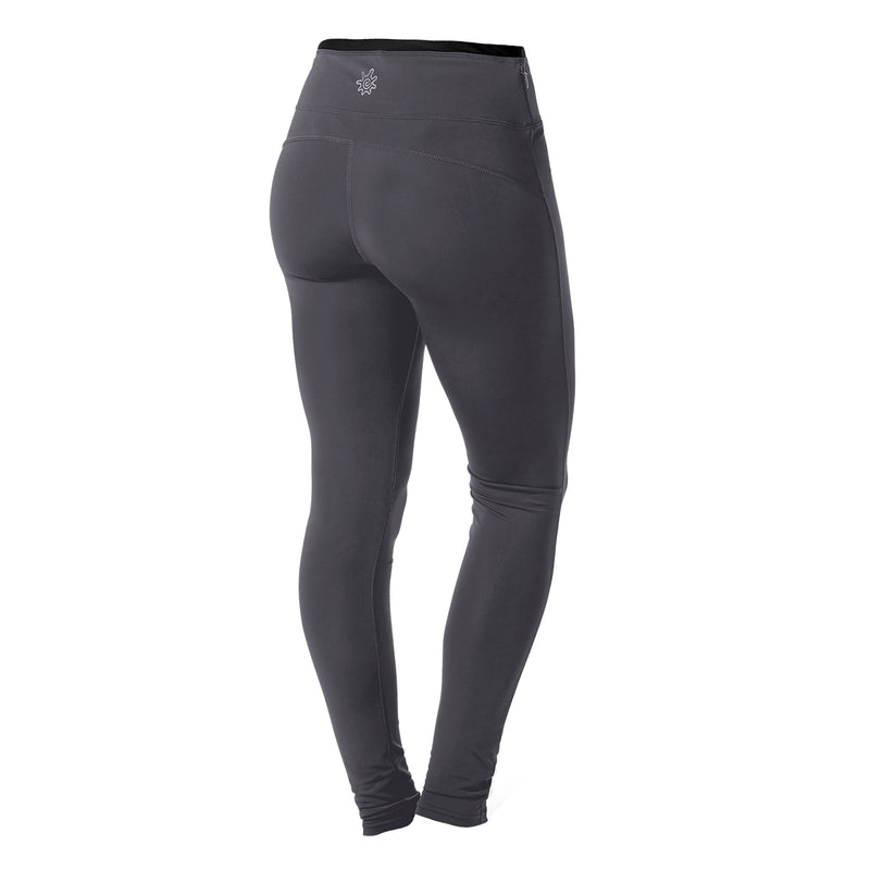 Back View of the Women's Active Sport Swim Tights in Charcoal|charcoal