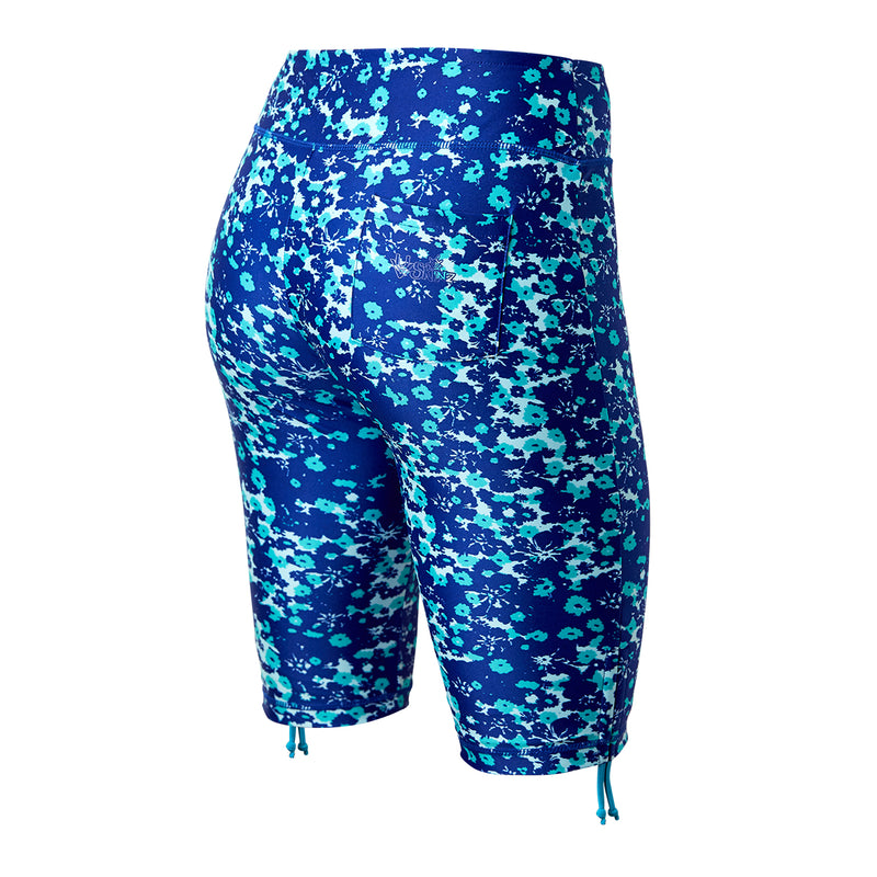 Back of the Women's Active Swim Jammerz in Navy Blue Floral|navy-blue-floral