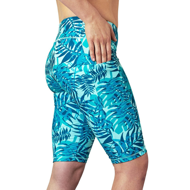 Side View of the Women's Active Swim Jammerz in Caribbean Palm|caribbeans-palms