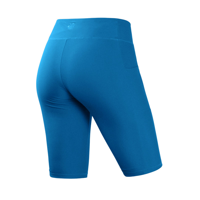 back view of women's active swim jammerz in mykonos blue|mykonos-blue