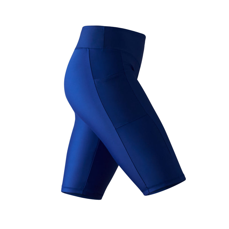 side view of the women's active swim jammerz in navy blue|navy-blue