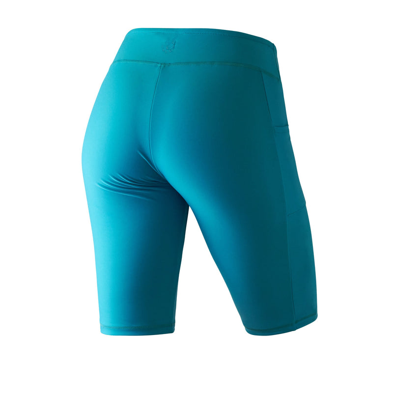 back view of the women's active swim jammerz in teal|teal
